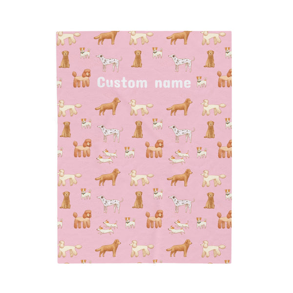 Custom Name Dog  Blanket - Light Pink