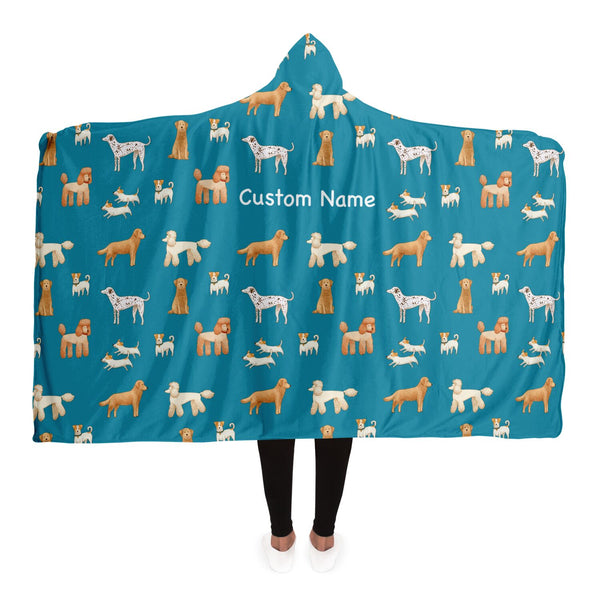 Custom Name Hooded Blanket - Blue