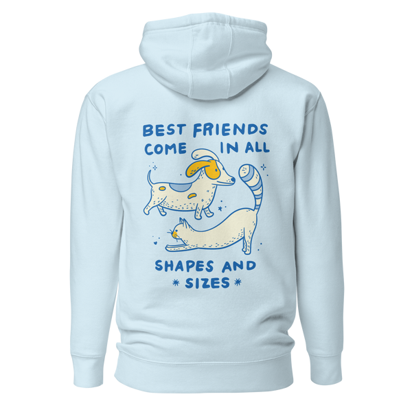 Best Friends Cat & Dog - Unisex Blue Hoodie