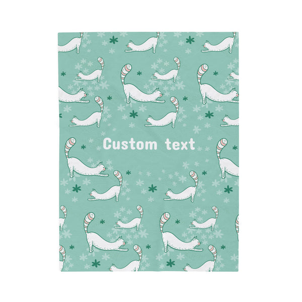 Copy of Cat Design Blanket - Personalized with Your Pet's Name - Aquamarine Green