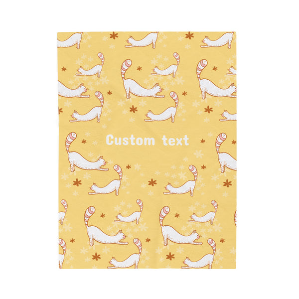 Cat Design Blanket - Personalized with Your Pet's Name - Yellow