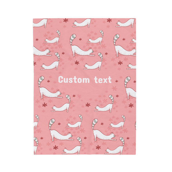 Cat Design Blanket - Personalized with Your Pet's Name - Pink